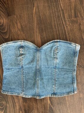 Zara Light Blue Denim Strapless Corset